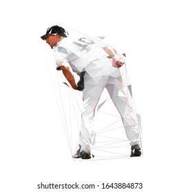 Baseball player throwing ball, low polygonal vector illustration