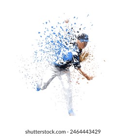 Baseball player throwing ball, pitcher, isolated geometric vector illustration, front view