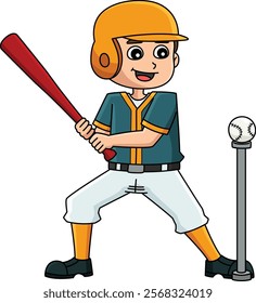 Baseball Player Training Cartoon Colored Clipart