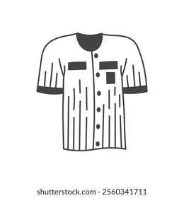 Baseball Player Uniform Shirt Illustration. Team Sport Jersey in doodle style. Hand drawn vector clothing.