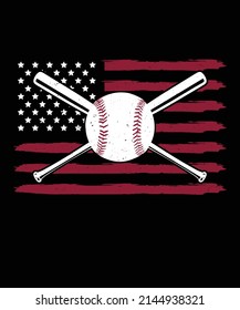 Baseball Player USA Flag tshirt design