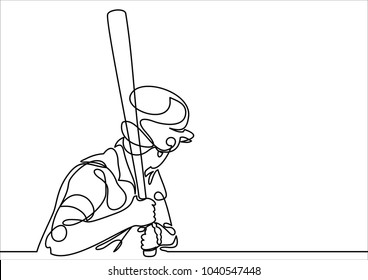 Baseball player vector- continuous line drawing