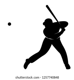 baseball player, vector illustration , black silhouette ,profile view