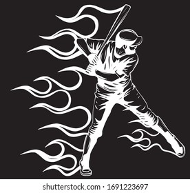 Baseball player vector illustration in black background