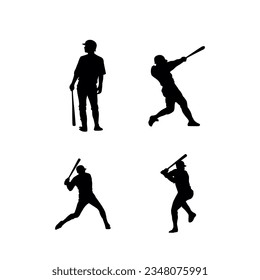 baseball player vector illustration for icon,symbol or logo. a set of silhouettes of baseball players