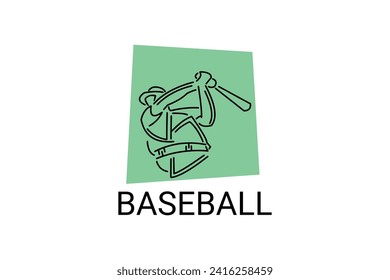 Baseball player vector line icon. batter and ball logo, equipment sign. sport pictogram illustration