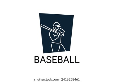 Baseball player vector line icon. batter and ball logo, equipment sign. sport pictogram illustration