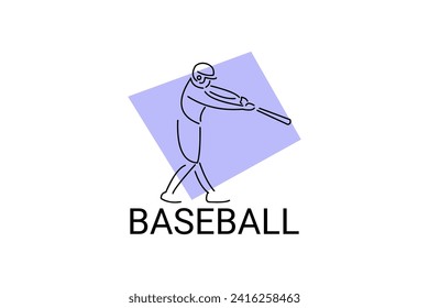 Baseball player vector line icon. batter and ball logo, equipment sign. sport pictogram illustration