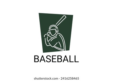 Baseball player vector line icon. batter and ball logo, equipment sign. sport pictogram illustration