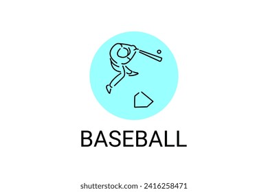 Baseball player vector line icon. batter and ball logo, equipment sign. sport pictogram illustration