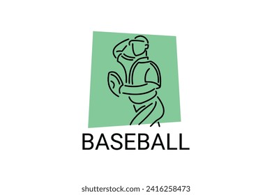 Baseball player vector line icon. batter and ball logo, equipment sign. sport pictogram illustration