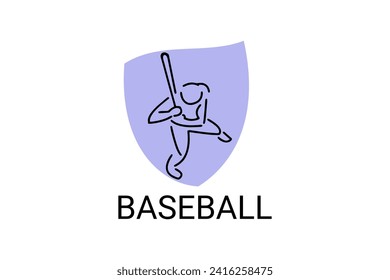 Baseball player vector line icon. batter and ball logo, equipment sign. sport pictogram illustration