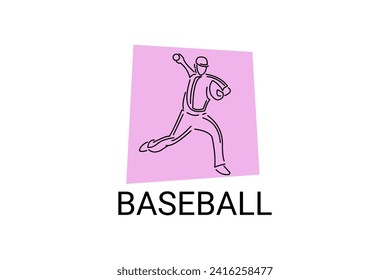 Baseball player vector line icon. batter and ball logo, equipment sign. sport pictogram illustration