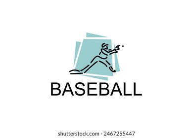 Baseball player vector line icon. batter and ball logo, equipment sign. sport pictogram illustration