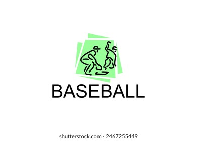 Baseball player vector line icon. batter and ball logo, equipment sign. sport pictogram illustration