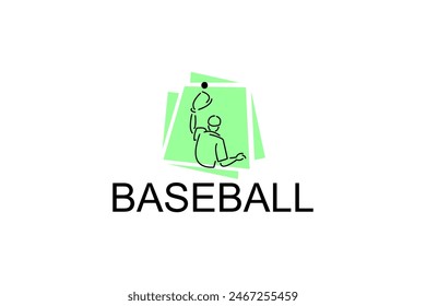 Baseball player vector line icon. batter and ball logo, equipment sign. sport pictogram illustration