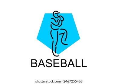 Baseball player vector line icon. batter and ball logo, equipment sign. sport pictogram illustration