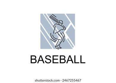 Baseball player vector line icon. batter and ball logo, equipment sign. sport pictogram illustration