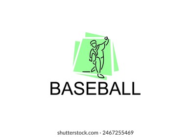 Baseball player vector line icon. batter and ball logo, equipment sign. sport pictogram illustration