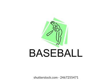 Baseball player vector line icon. batter and ball logo, equipment sign. sport pictogram illustration