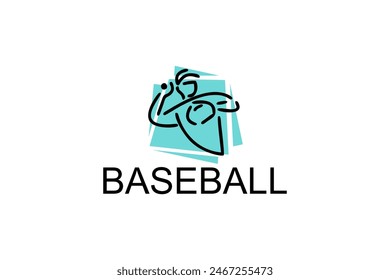 Baseball player vector line icon. batter and ball logo, equipment sign. sport pictogram illustration