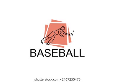 Baseball player vector line icon. batter and ball logo, equipment sign. sport pictogram illustration