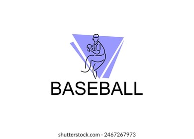 Baseball player vector line icon. batter and ball logo, equipment sign. sport pictogram illustration