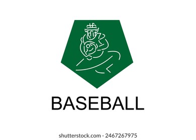 Baseball player vector line icon. batter and ball logo, equipment sign. sport pictogram illustration