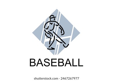 Baseball player vector line icon. batter and ball logo, equipment sign. sport pictogram illustration