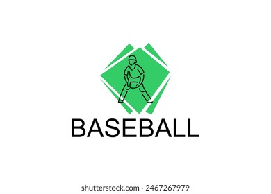 Baseball player vector line icon. batter and ball logo, equipment sign. sport pictogram illustration