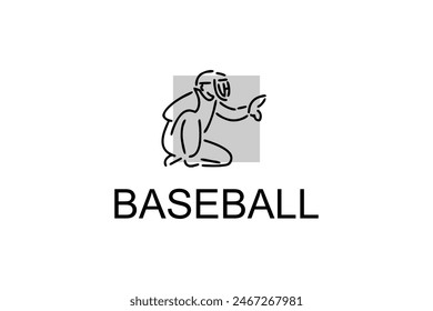 Baseball player vector line icon. batter and ball logo, equipment sign. sport pictogram illustration