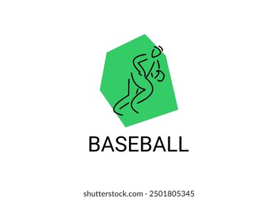 Baseball player vector line icon. batter and ball logo, equipment sign. sport pictogram illustration