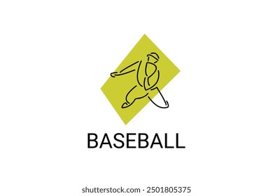 Baseball player vector line icon. batter and ball logo, equipment sign. sport pictogram illustration