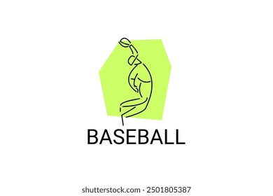 Baseball player vector line icon. batter and ball logo, equipment sign. sport pictogram illustration