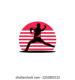 baseball player vector logo design