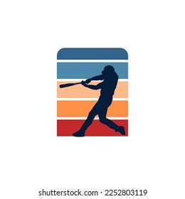 baseball player vector logo design