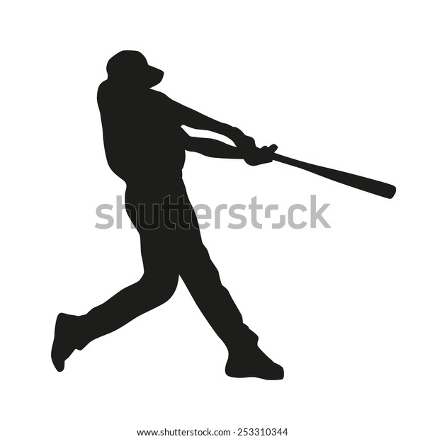 Baseball Player Vector Silhouette Stock Vector (Royalty Free) 253310344