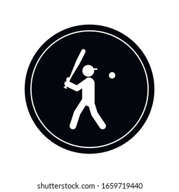 Baseball Player Vector Silhouette. Isolated Batter Icon