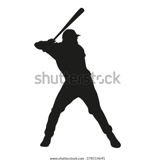 Baseball\
player vector silhouette. Isolated batter\
icon