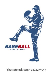 Baseball player vector silhouette. Baseball player logo design. Sport club logo design.