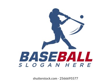 Baseball player vector silhouette. Baseball player logo design