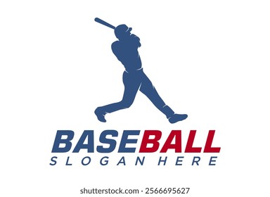 Baseball player vector silhouette. Baseball player logo design template