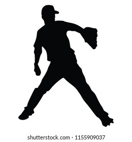 Baseball player vector silhouette. Sport man active concept.