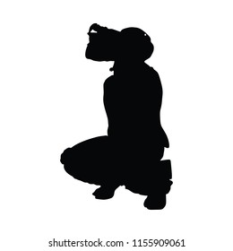 Baseball player vector silhouette. Sport man active concept.