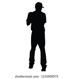 Baseball player vector silhouette. Sport man active concept.