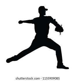 Baseball player vector silhouette. Sport man active concept.