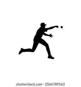 A baseball player vector silhouettes