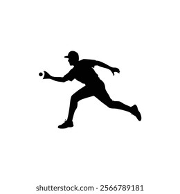 A baseball player vector silhouettes