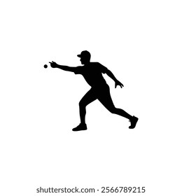 A baseball player vector silhouettes