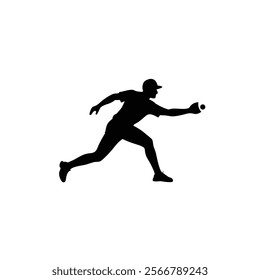 A baseball player vector silhouettes